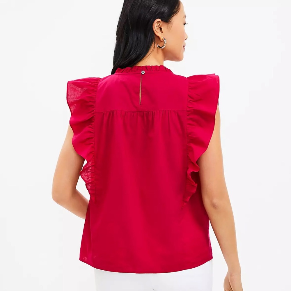 LOFT Pintucked Ruffle Shell (Size XS) - Picture 12 of 12